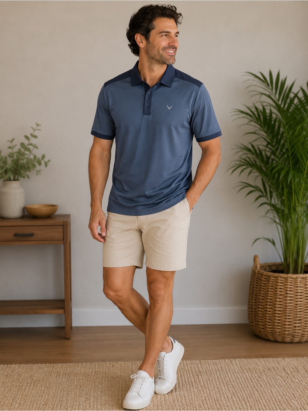 Men's Two-Tone Navy Polo Shirt M